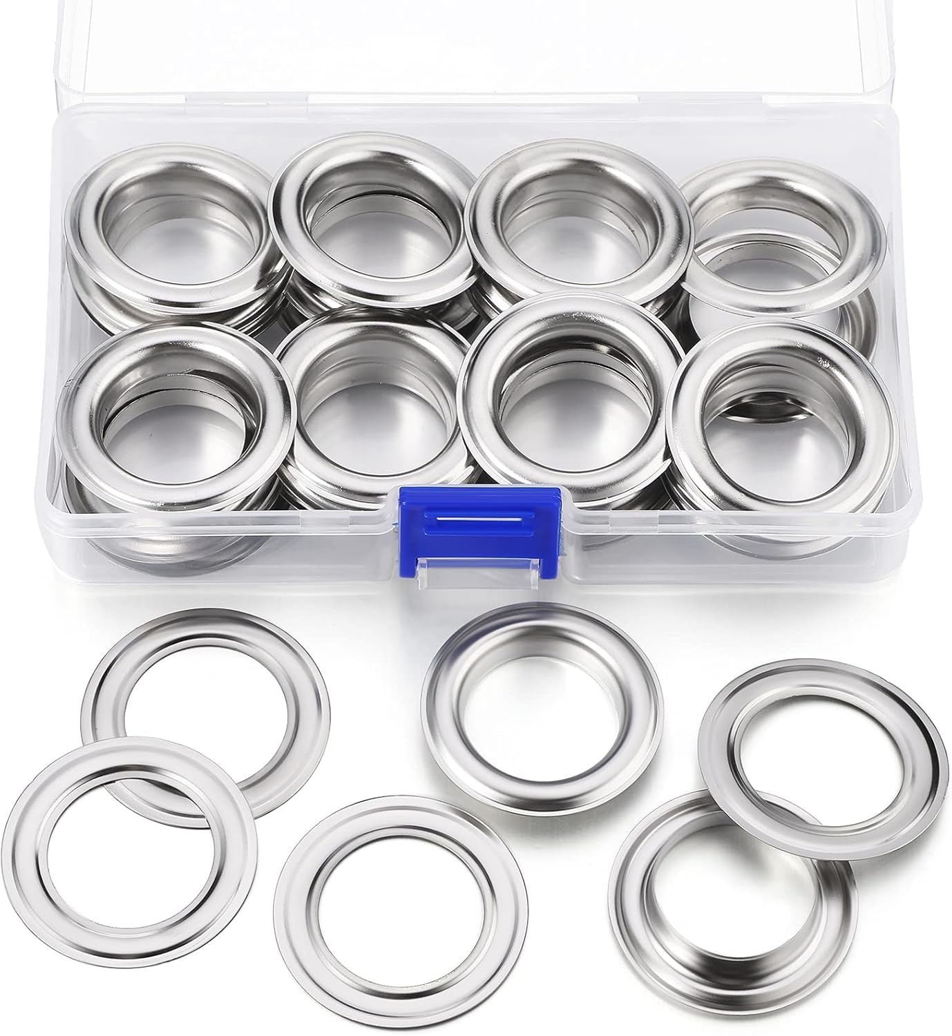 25 Sets 1 Inch Grommets Kit Metal Eyelets with Washers Curtain Grommet (Silver)