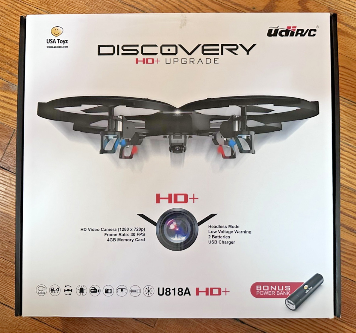 Discovery HD+ Upgrade U818A Camera Drone USA Toyz Udi R/C Black