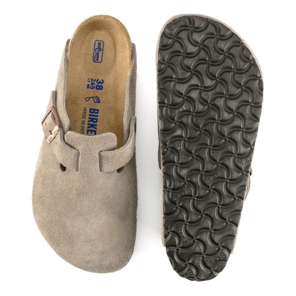 Birkenstock Unisex Boston Suede Soft Footbed Slip-Ons Clog-Taupe