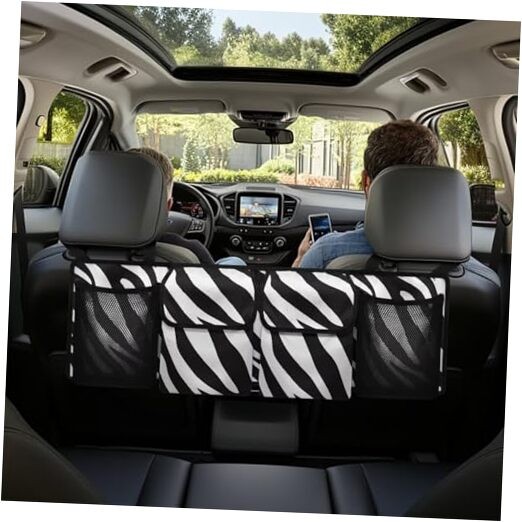 Car Trunk Organizer Hanging Car Backseat Storage Bag Waterproof Zebra Print
