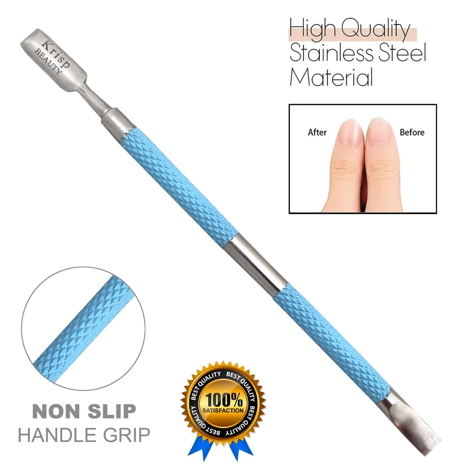 STAINLESS STEEL CUTICLE PUSHER MANICURE PEDICURE NAIL CARE ART TOOL DUAL SIDED