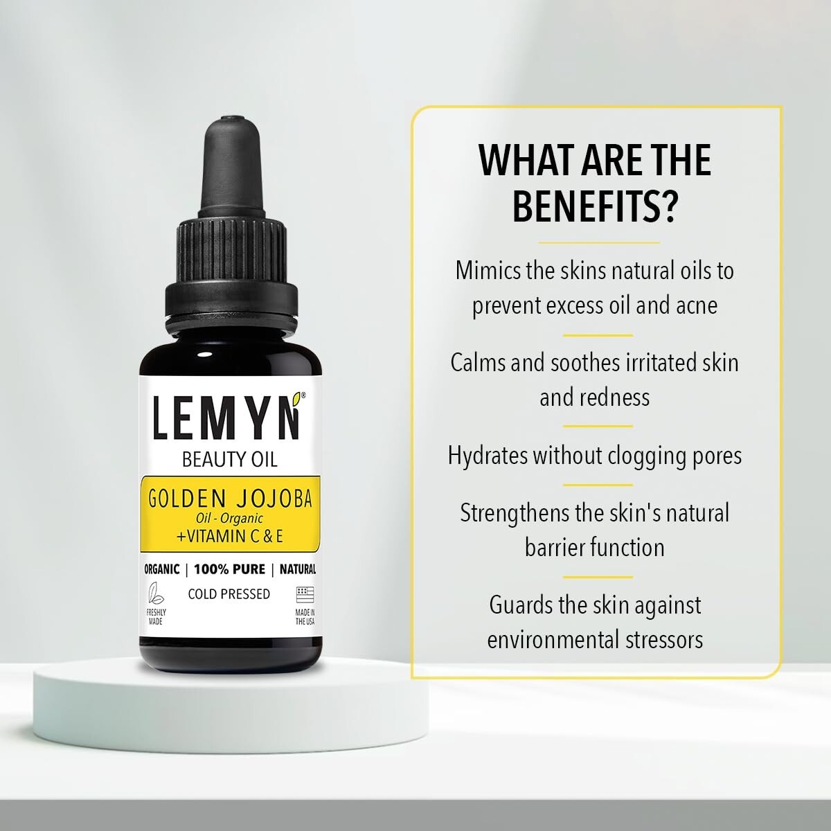 Lemyn Organics Golden Jojoba Oil | Supercharged with Clinically Proven THD Vitam