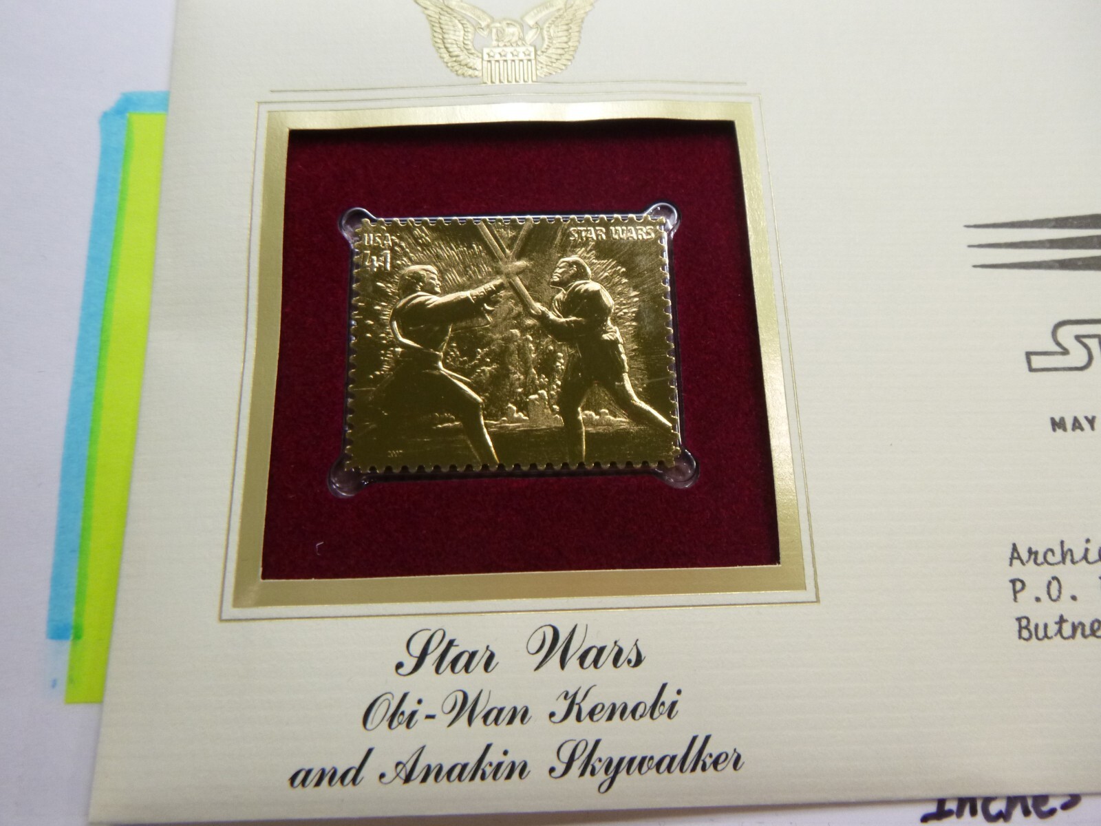 OBI-WAN KENOBI & ANAKIN SKYWALKER STAR WARS DISNEY USPS 22KT GOLD STAMP RARE Z-3