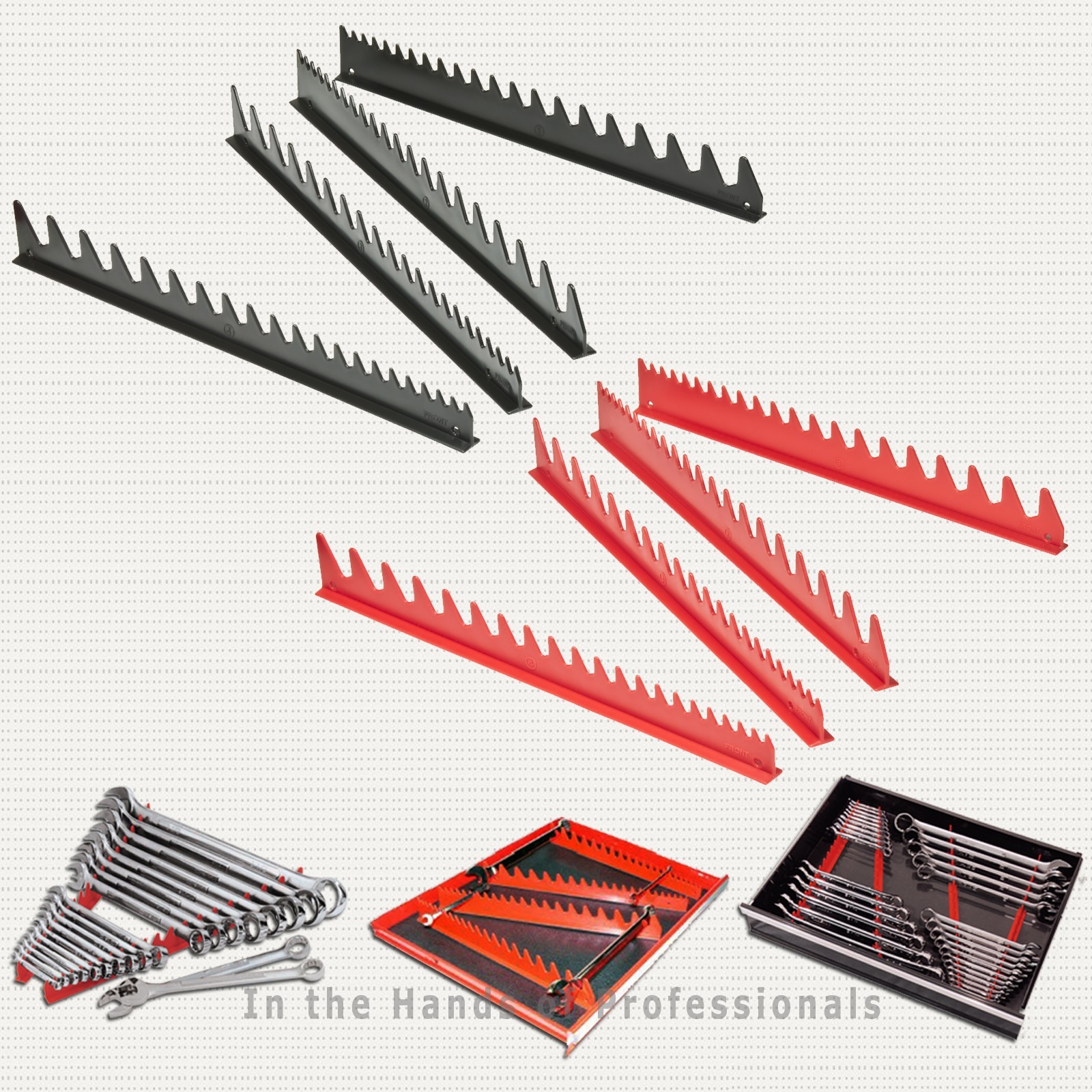 Ernst 6014M RD + 6015M BK Holds 40 Wrenches ea. Magnetic Rail Organizers