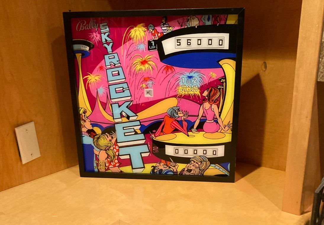 Bally "Sky Rocket"  1971 - Pinball Wall Art  LED Backglass Arcade Decor