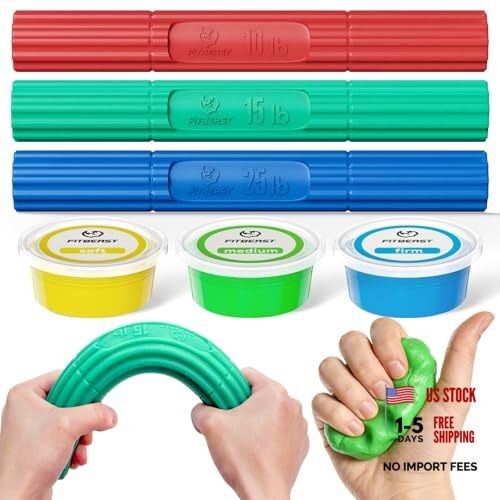Flex Therapy Bars and Therapy Putty Set, Hand Therapy and Grip Strength