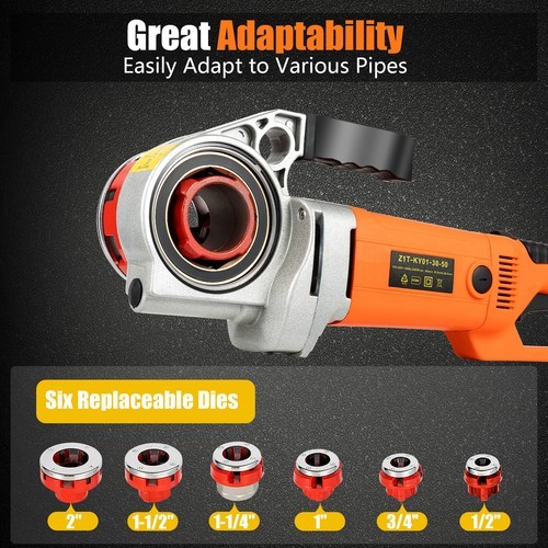 Handheld Electric Pipe Threader Threading Machine W/6 Pipe Cutter 1/2" - 2"