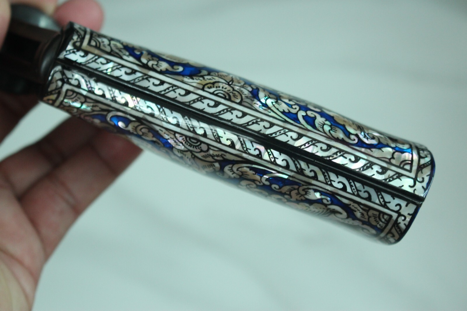 MOTHER OF PEARL GRIPS FOR S&W K, L FRAME SQ/RD BUTT BLUE SKULL ART VITOONMAKERS