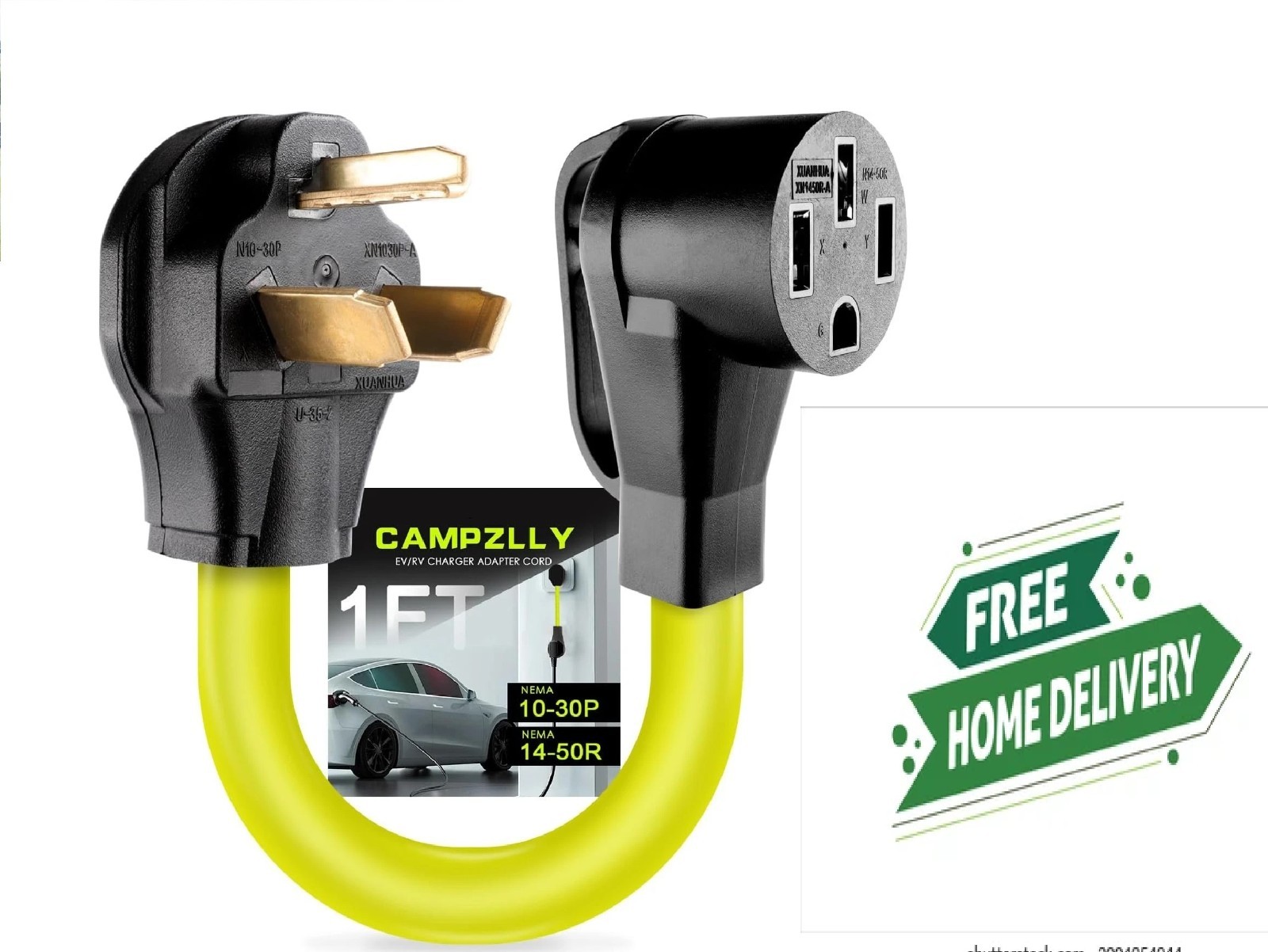 EV Charger Adapter Cord, NEMA 10-30P to 14-50R Adapter, 30Amp Dryer Plug to 4 Pr