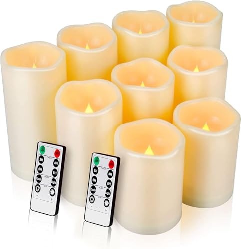 9pcs Flameless Water Resistance, Pack of 9 (D: 3" x H: 4"4"5"5"5"6"6"6"6")