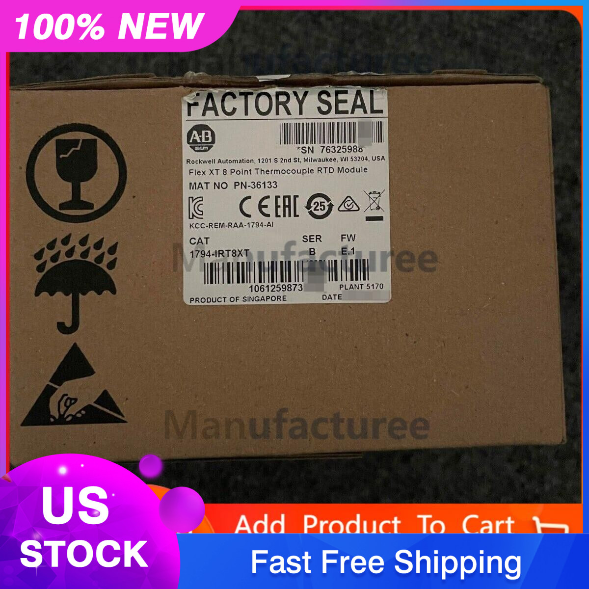 NEW SEALED AB 1794-IRT8XT Thermocouple RTD Flex I/O Fast Shipping US Free Tax