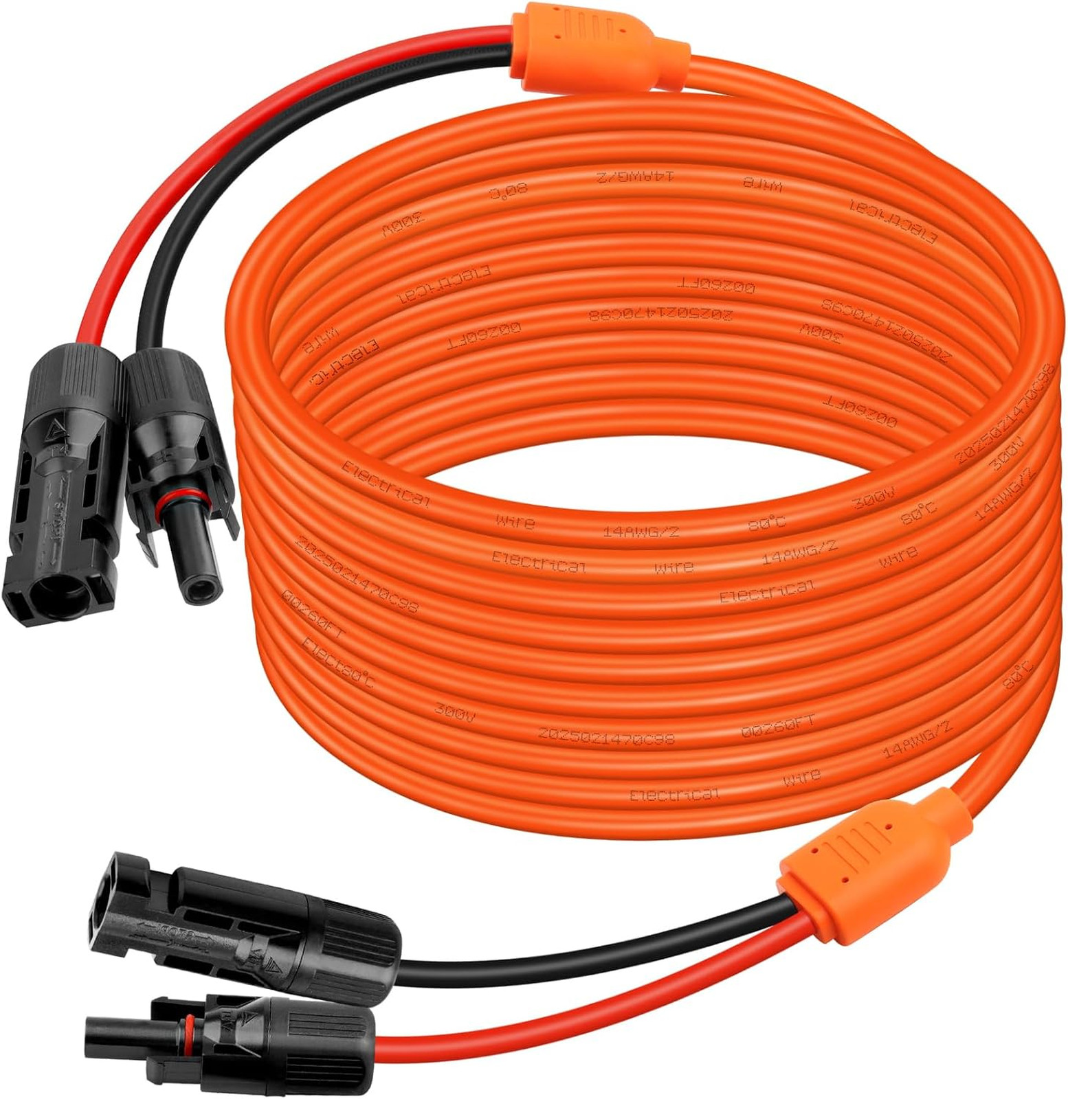 Solar Extension Cable 75FT Tinned Copper 14AWG with Waterproof Solar Connectors