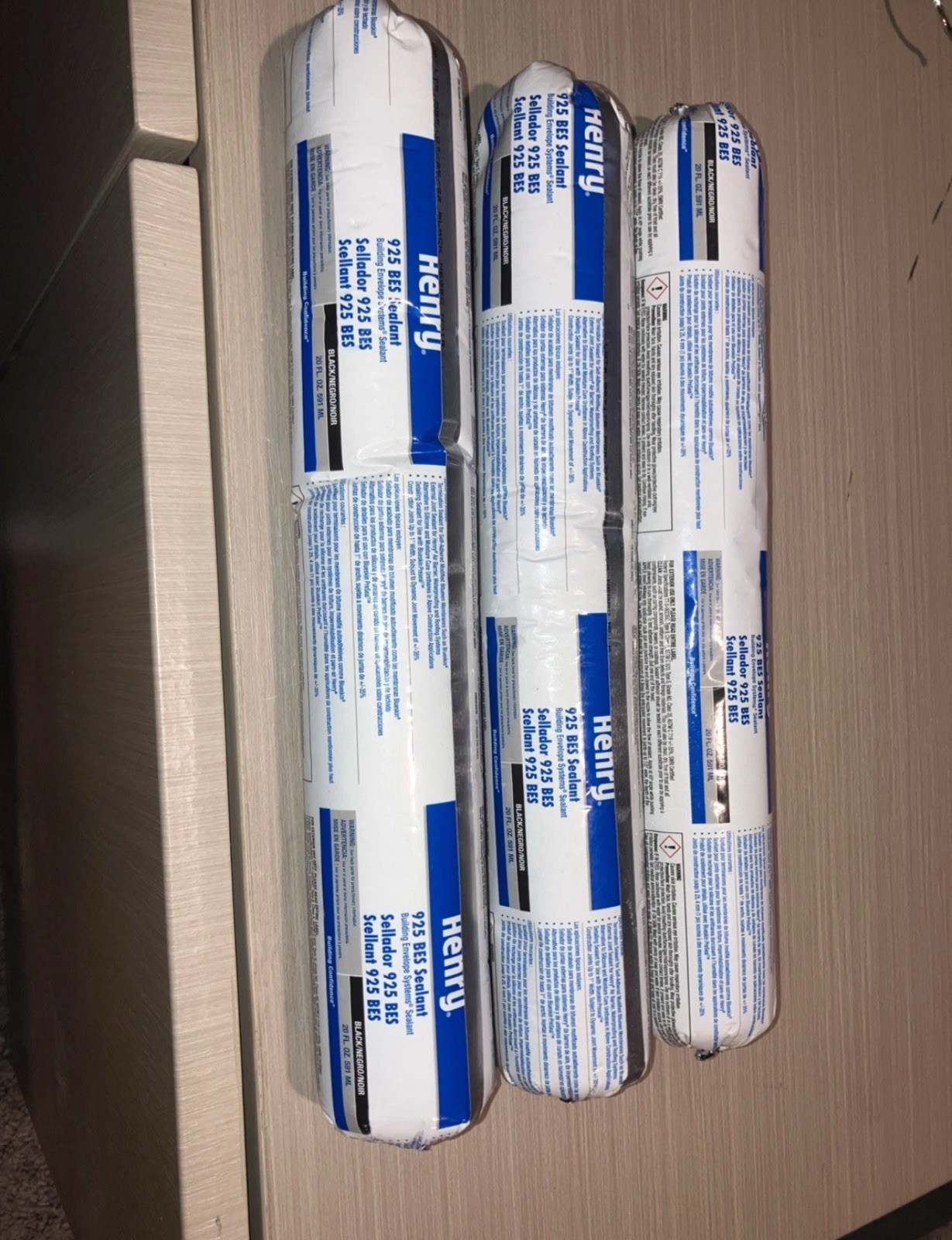 3 Pack Henry blue skin 925 BES Sealant Tube Caulk Black