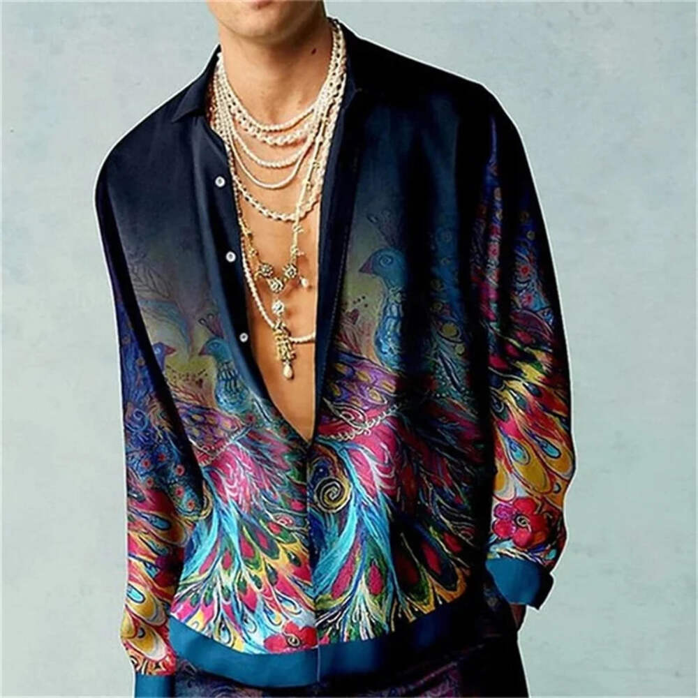 Casual Minimalist Design Long Sleeve Shirts Autumn Fashion Printed Pattern men's