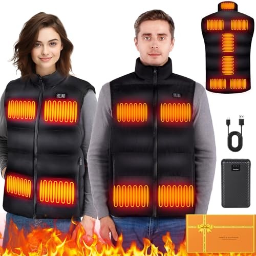 GYPIFIPA HEATED VEST 11-17 HEATING ZONES RECHARGEABLE 7.4v 16000mAh 2XL- BLACK