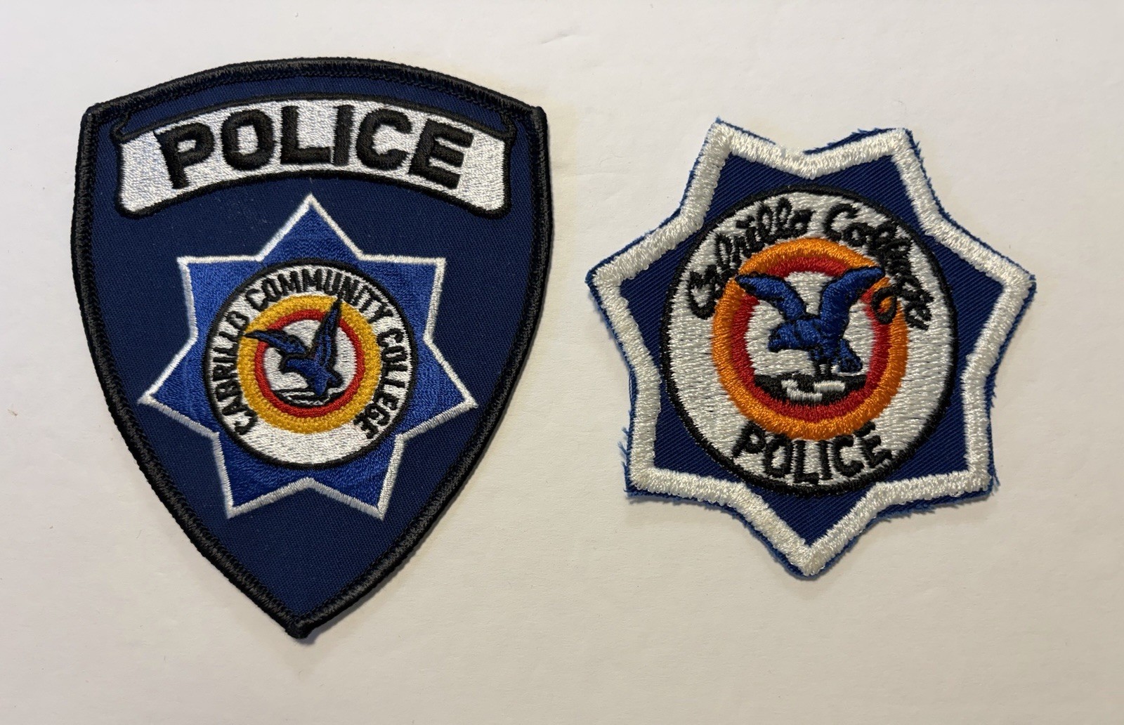 CALIFORNIA CABRILLO COMMUNITY COLLEGE POLICE DEPT PATCH SET SANTA CRUZ CO #PDD53