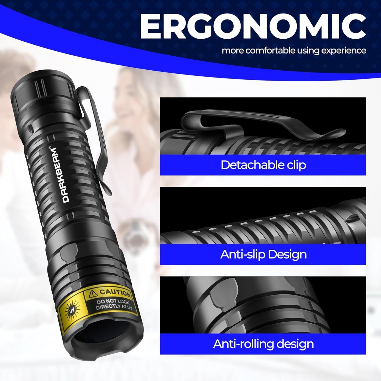 UV Black Light Flashlight Mini 365Nm - Rechargeable USB Strong Ultraviolet LED