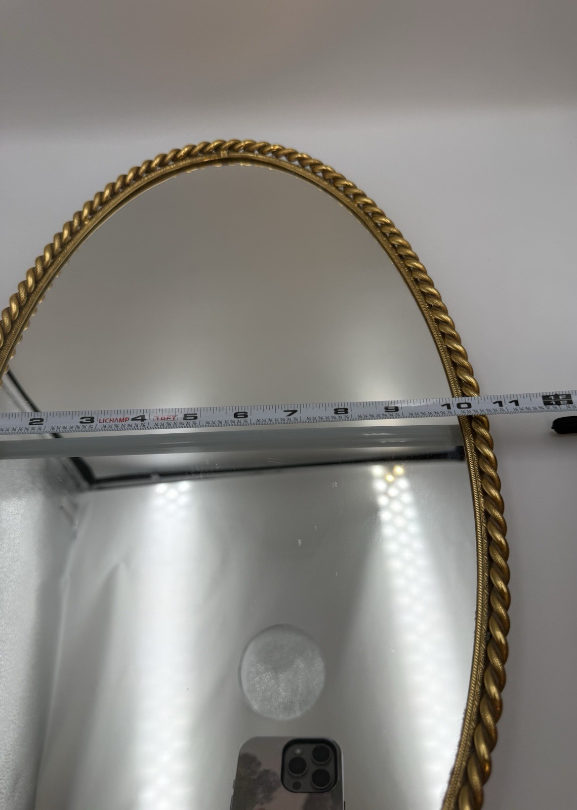 Hollywood Regency Gold Rope Vanity Mirror Tray 18.5x10.5”