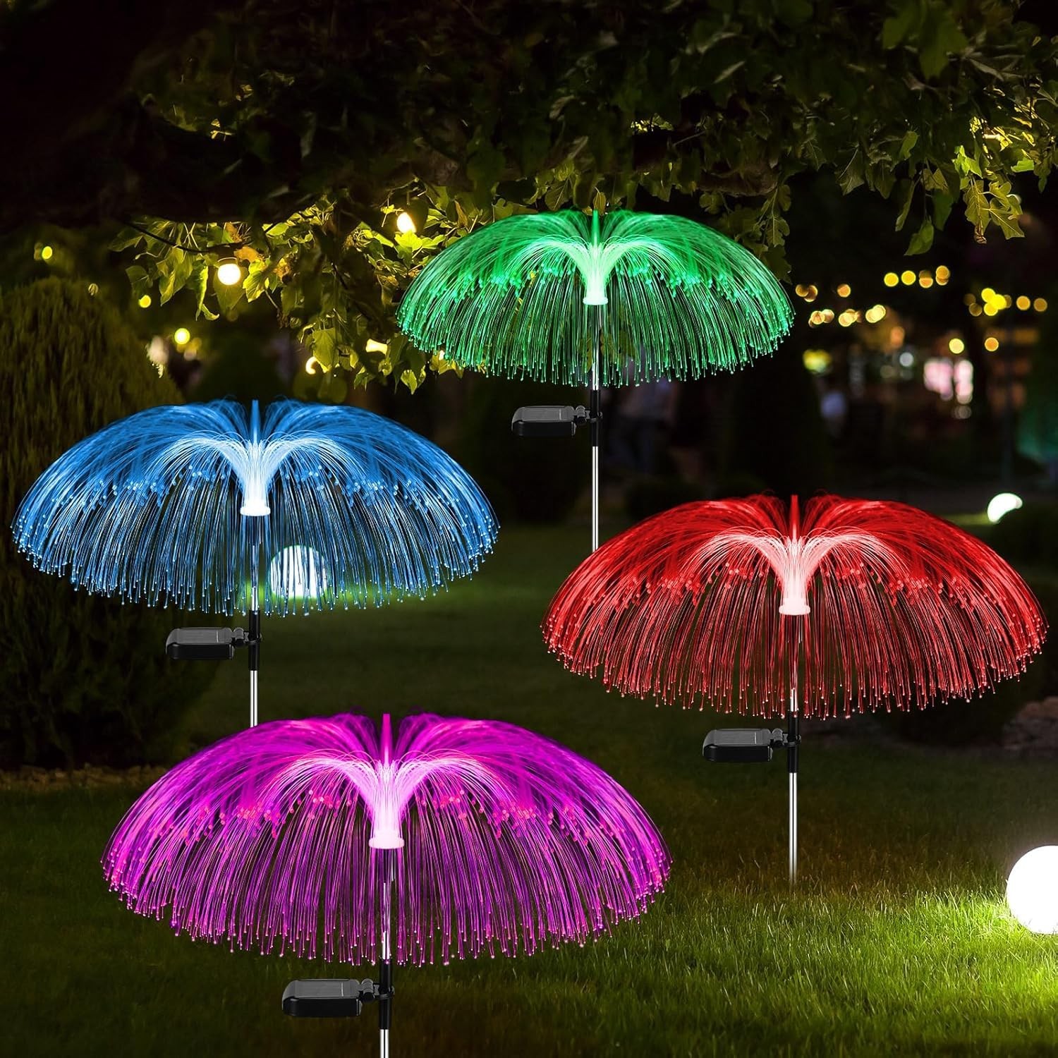Solar Jellyfish Lamp Set of 2 - Jellyfish and Star Solar Flower Lights for Ch...