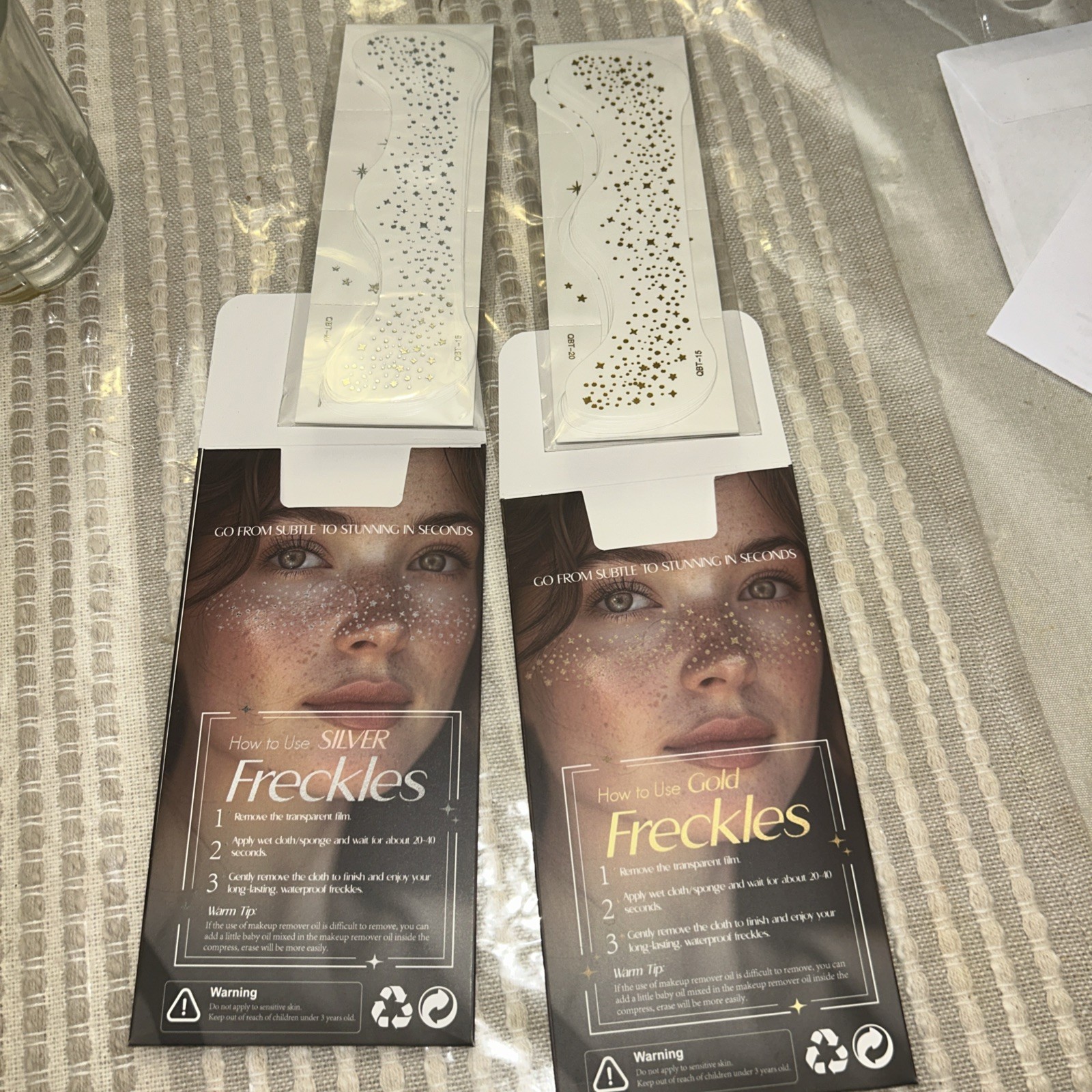 2 X Packs Glitter Freckles  Glitter Freckles Gold / Silver Face Tattoo Sparkle