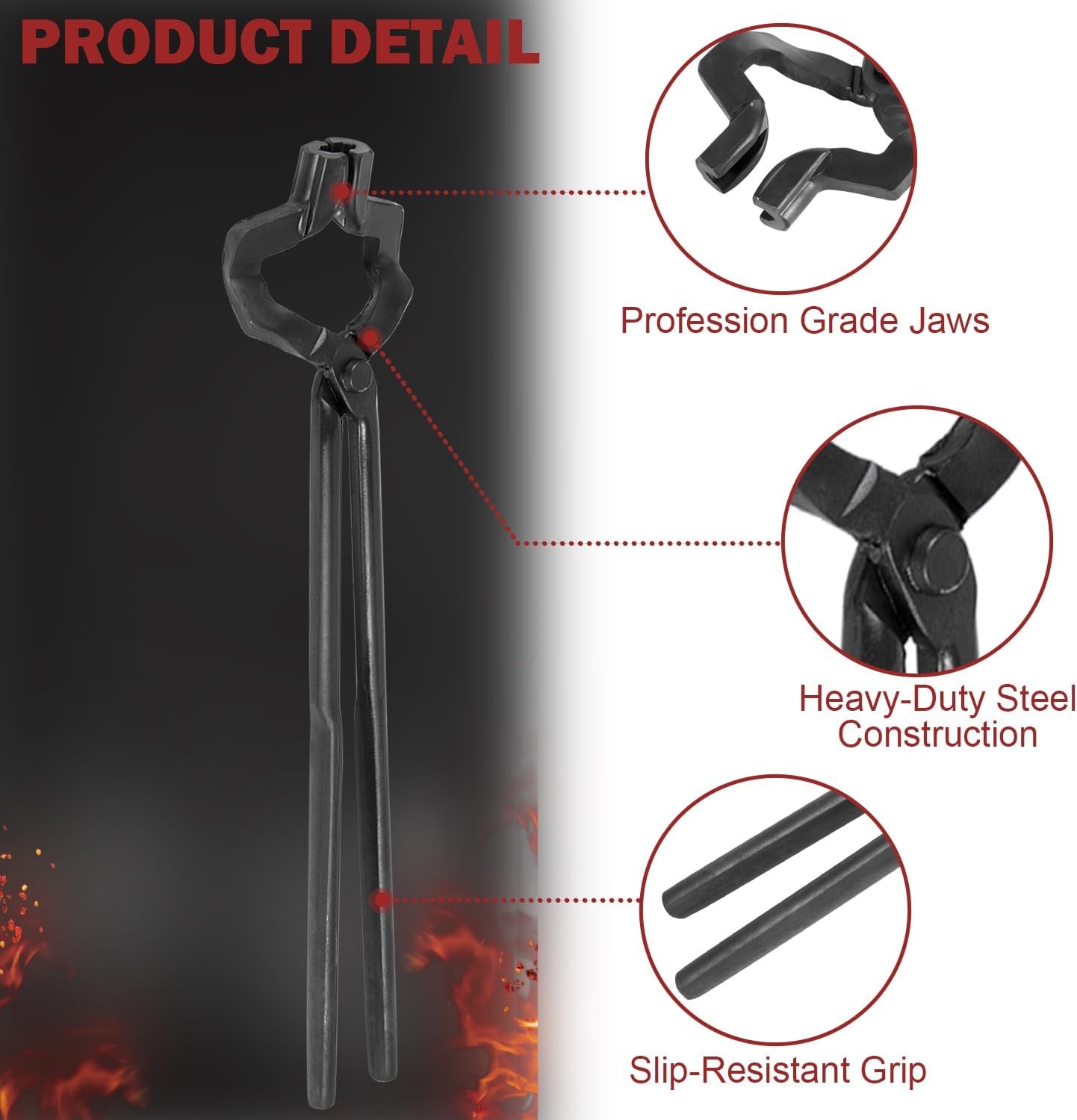 Steel 16inch Z- V-Bit Style Tongs Z-Jaw Offset Tongs For Blacksmith Knife Making