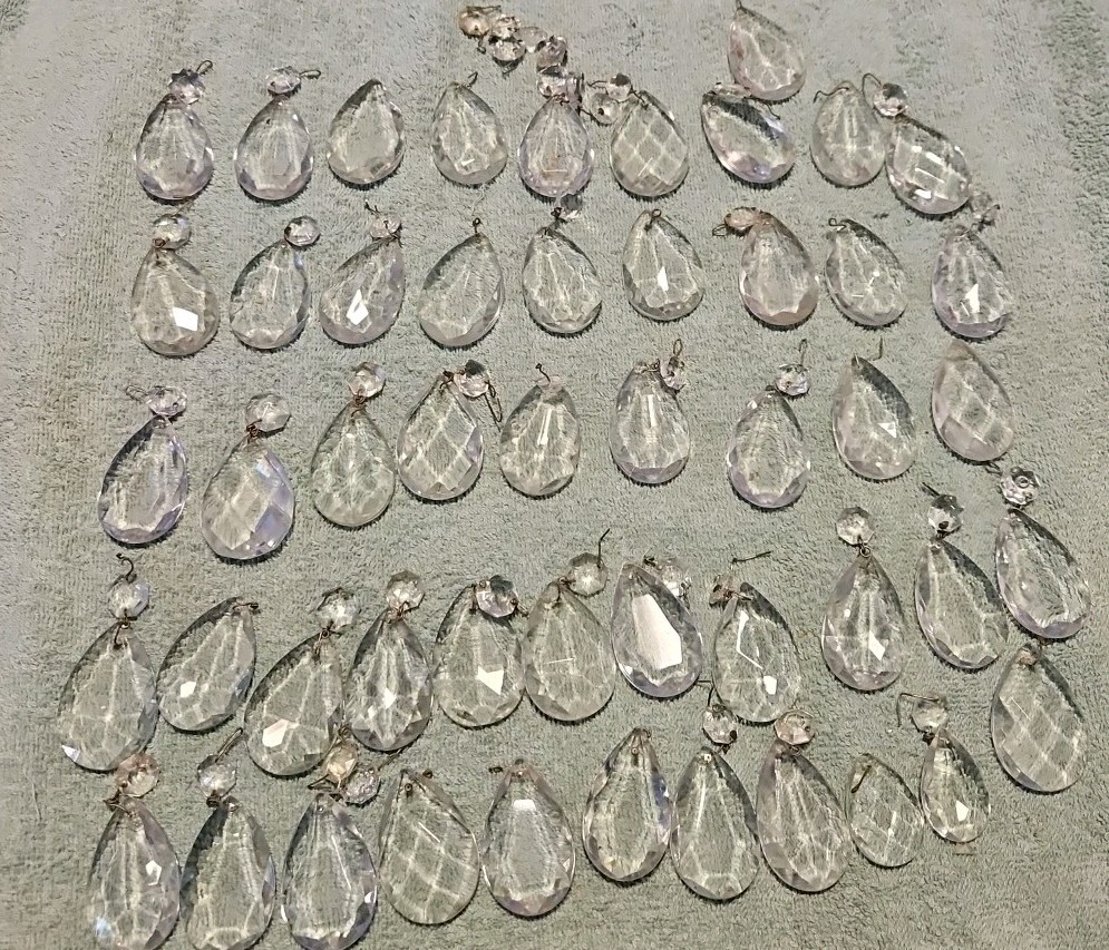 Vintage Glass Crystal Faceted Chandelier Lamp Crystals Prisms Repair Parts F1