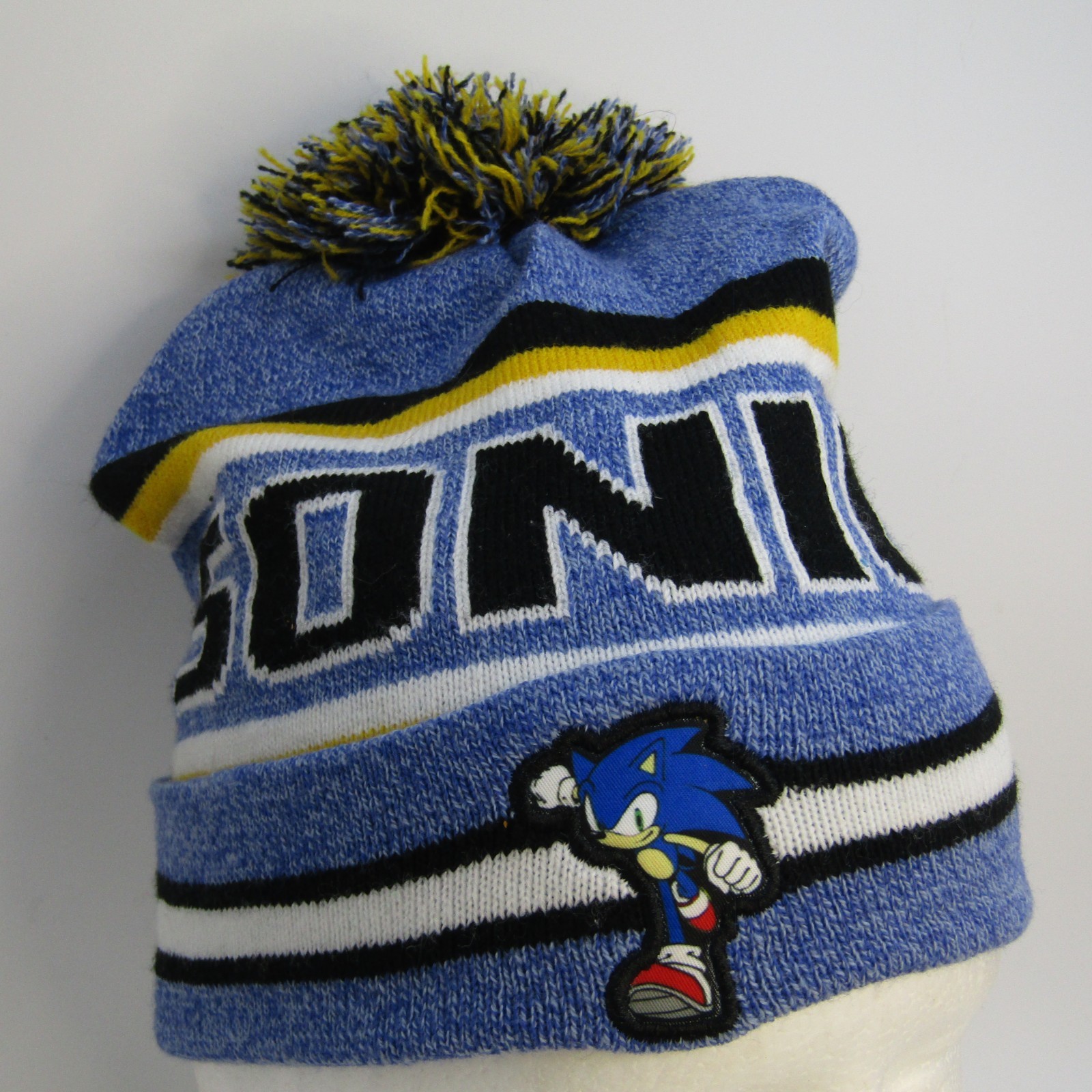 Sonic The Hedgehog Pom Pom Beanie One Size Fits Most Embroidered Sonic Logo