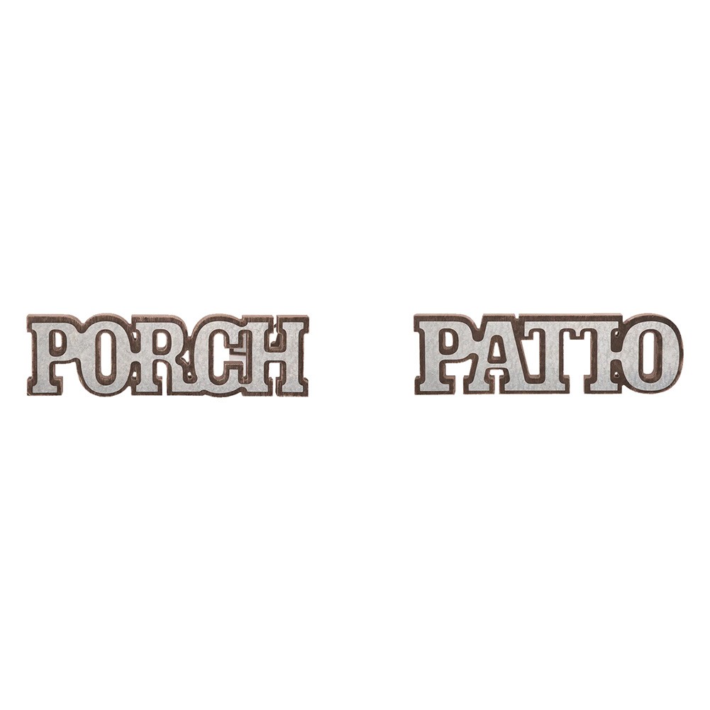 Set of 2 Transpac MDF/Metal Porch/Patio Decor, 15.67"x0.98"x4.53"H