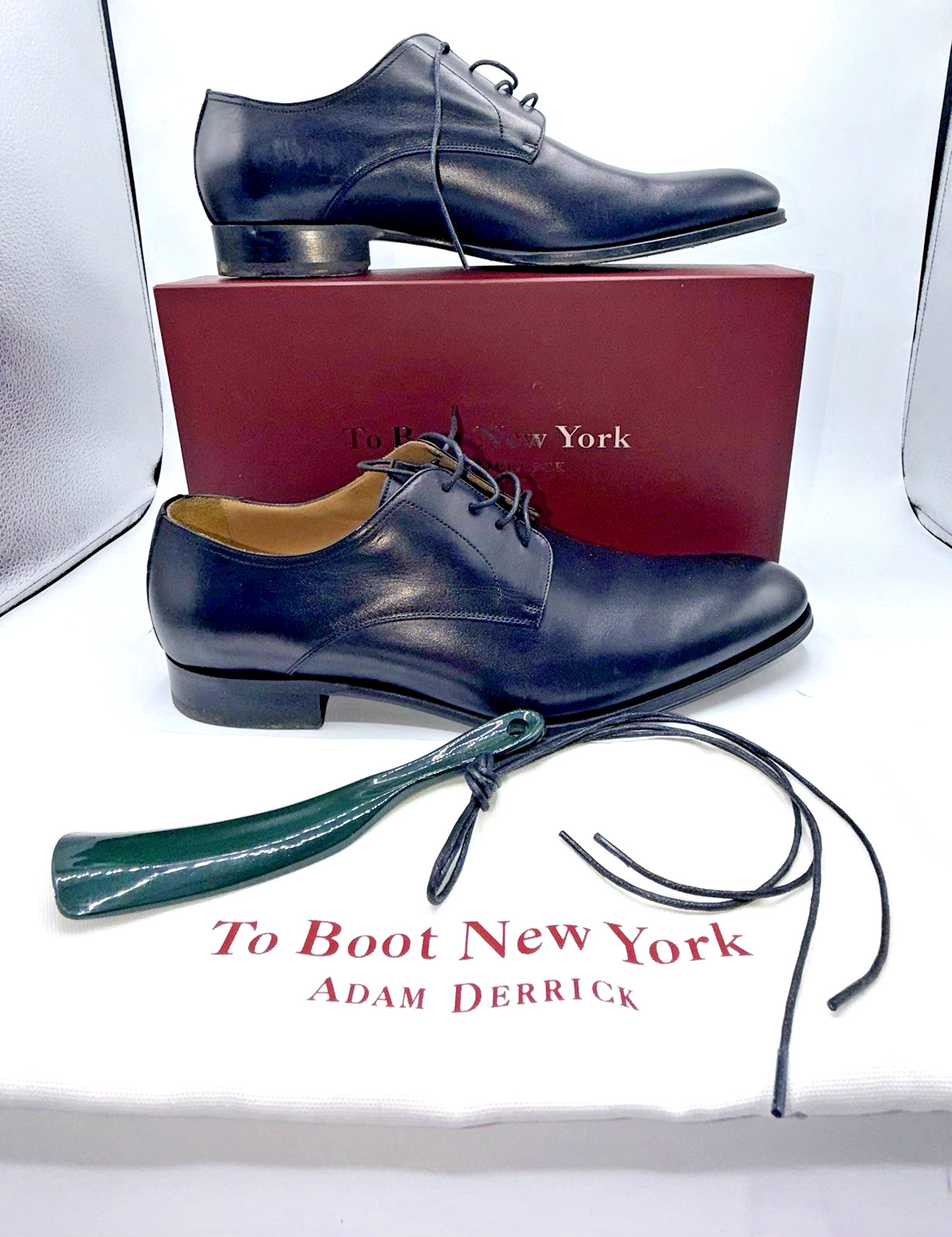 To Boot New York Adam Derrick Declan Black Leather Derby Dress Shoes 12D Italy