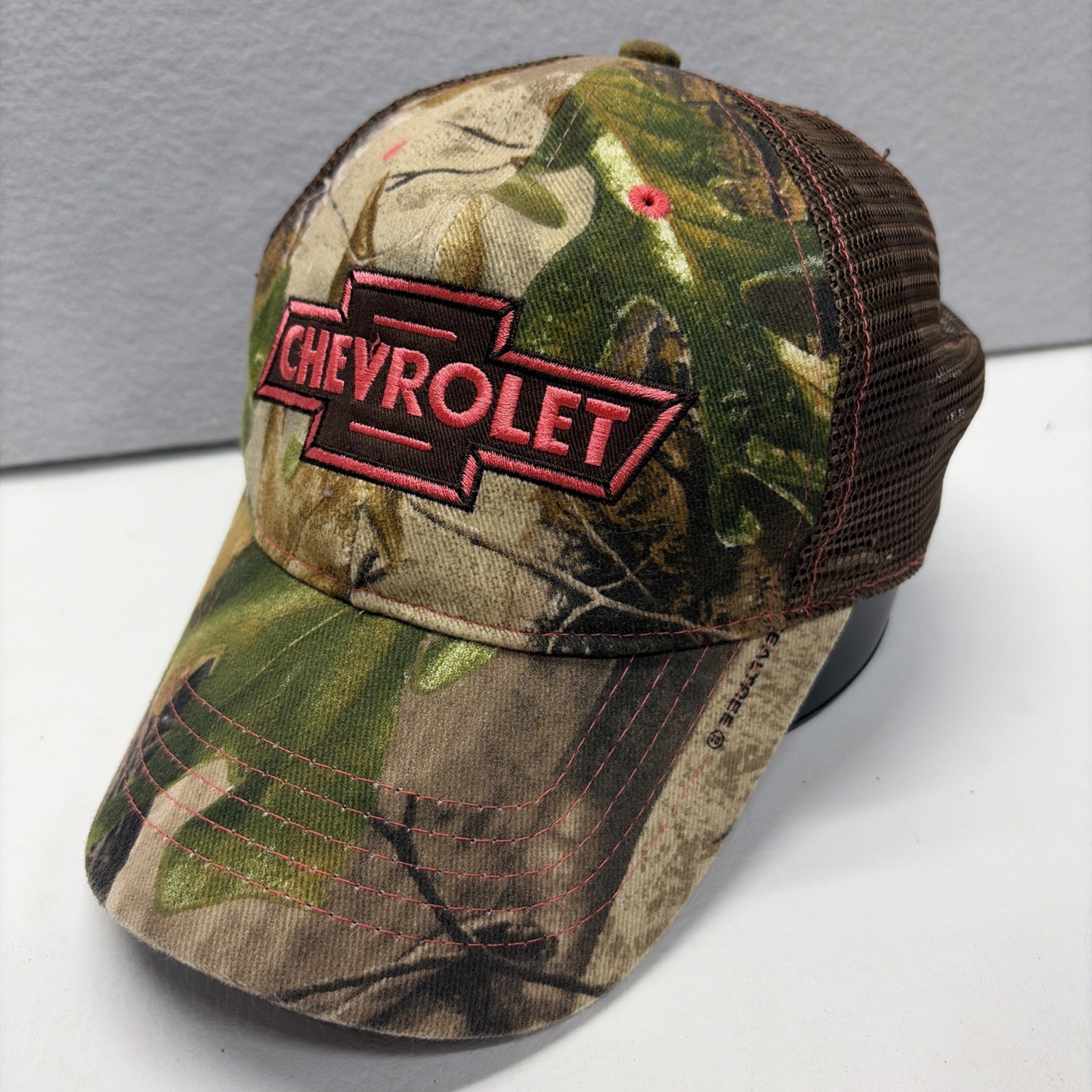 Chevrolet Pink Women’s Embroidered Camo Mesh Trucker Hat Adjustable