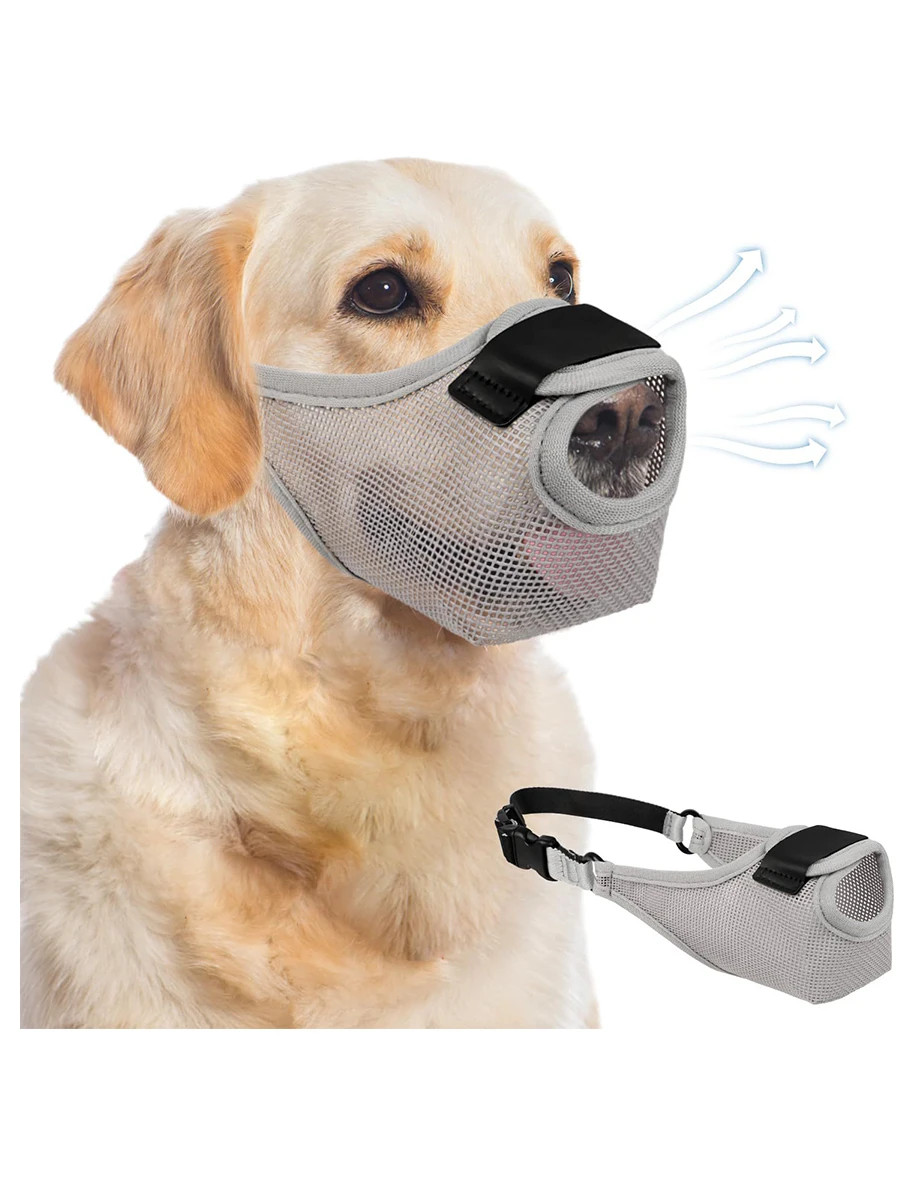 Dog Muzzle Adjustable Strap Comfortable Mesh Pet Mask Barking and Chewing Preven