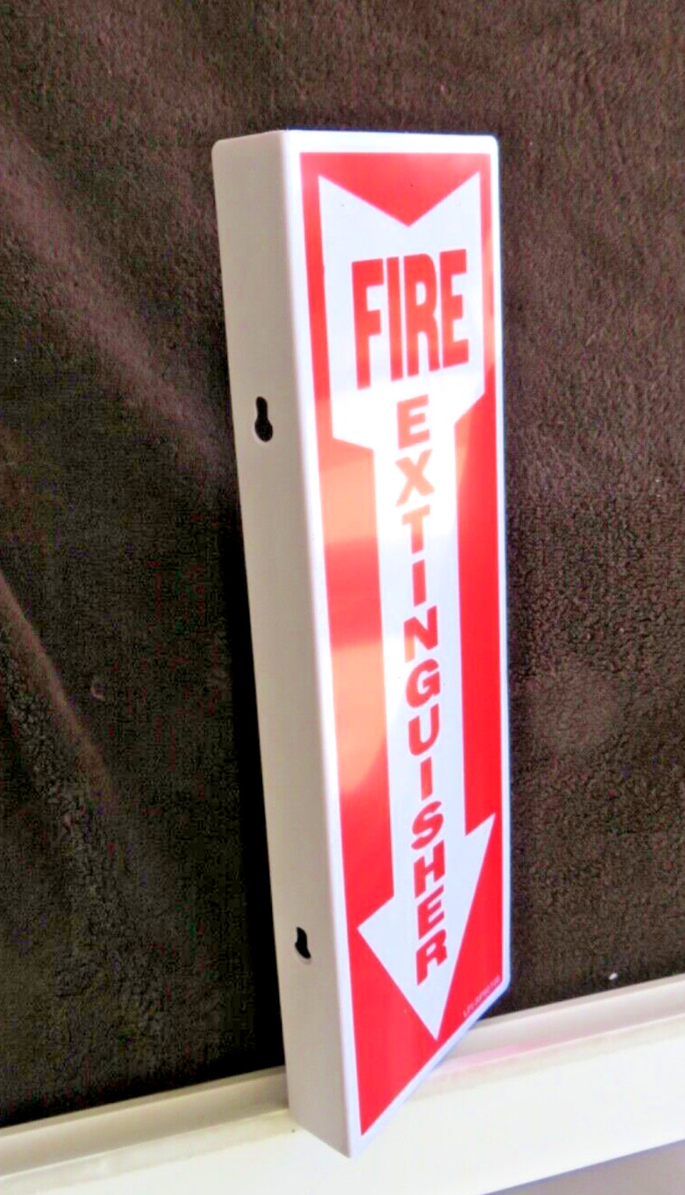 ONE-NEW 4" X 12 RIGID PLASTIC 90* ANGLE FIRE EXTINGUISHER ARROW SIGN