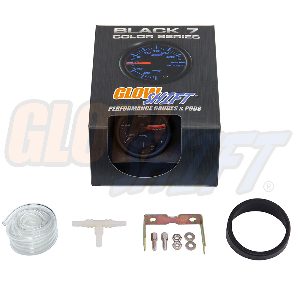52mm GLOWSHIFT BLACK 7 COLOR LED VACUUM GAUGE METER