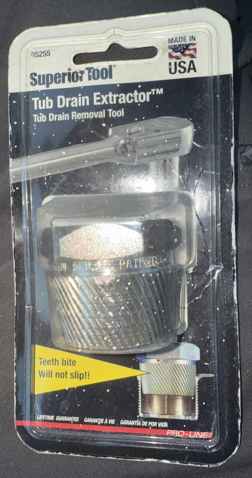 Superior Tool 05255 Steel Gold Plate Finish Tub Drain Extractor 1-1/2 L in.