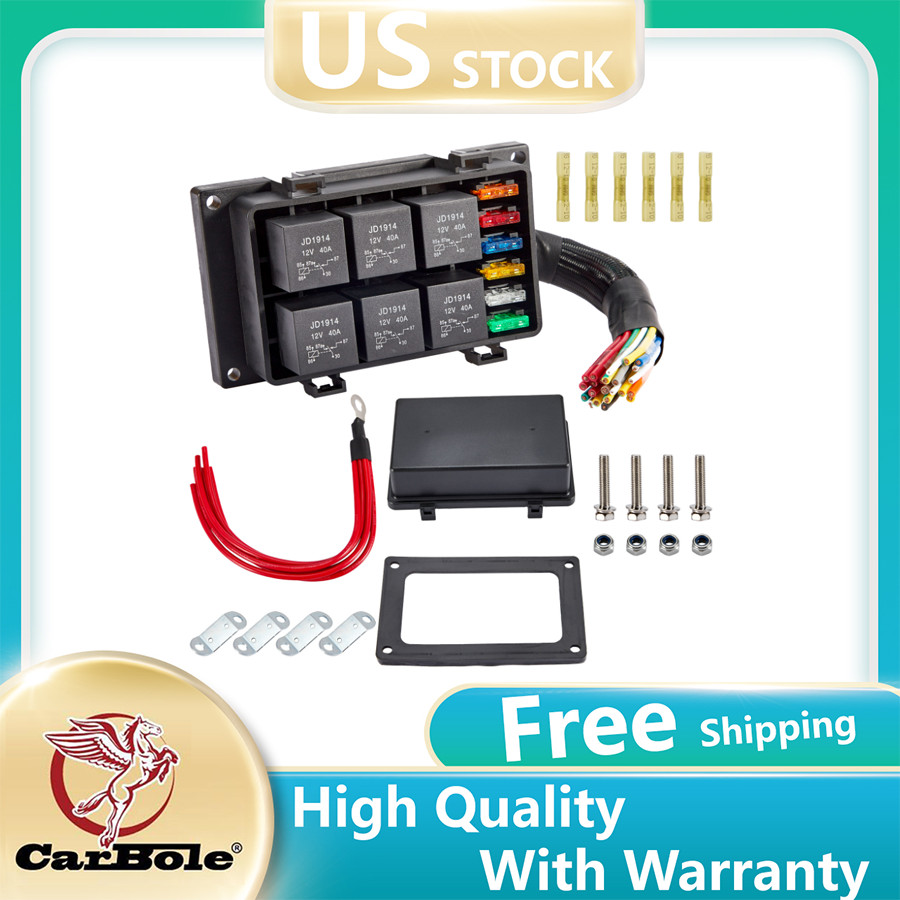 12V Waterproof Automotive 6 ATO Fuse Relay Box Block w/ Harness Universal New