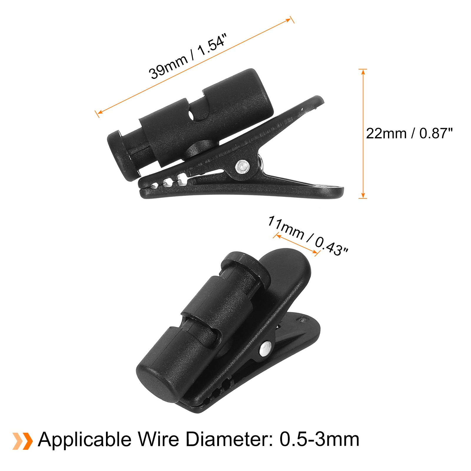 2pcs Headphone Wire Clips 1.54" Length Small Headset Cable Clamp, Black