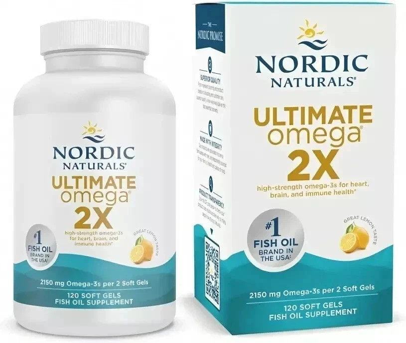 Nordic Naturals Ultimate Omega 2X - 2150mg Omega-3 Fish Oil, 120 Soft Gels - NEW