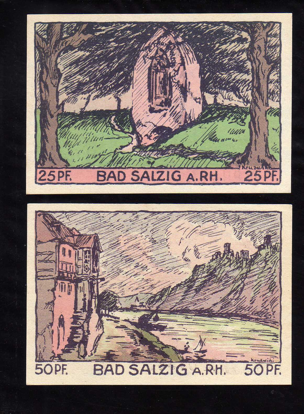 BAD SALZIG - GERMANY NOTGELD - 25, 50 PFENNIG