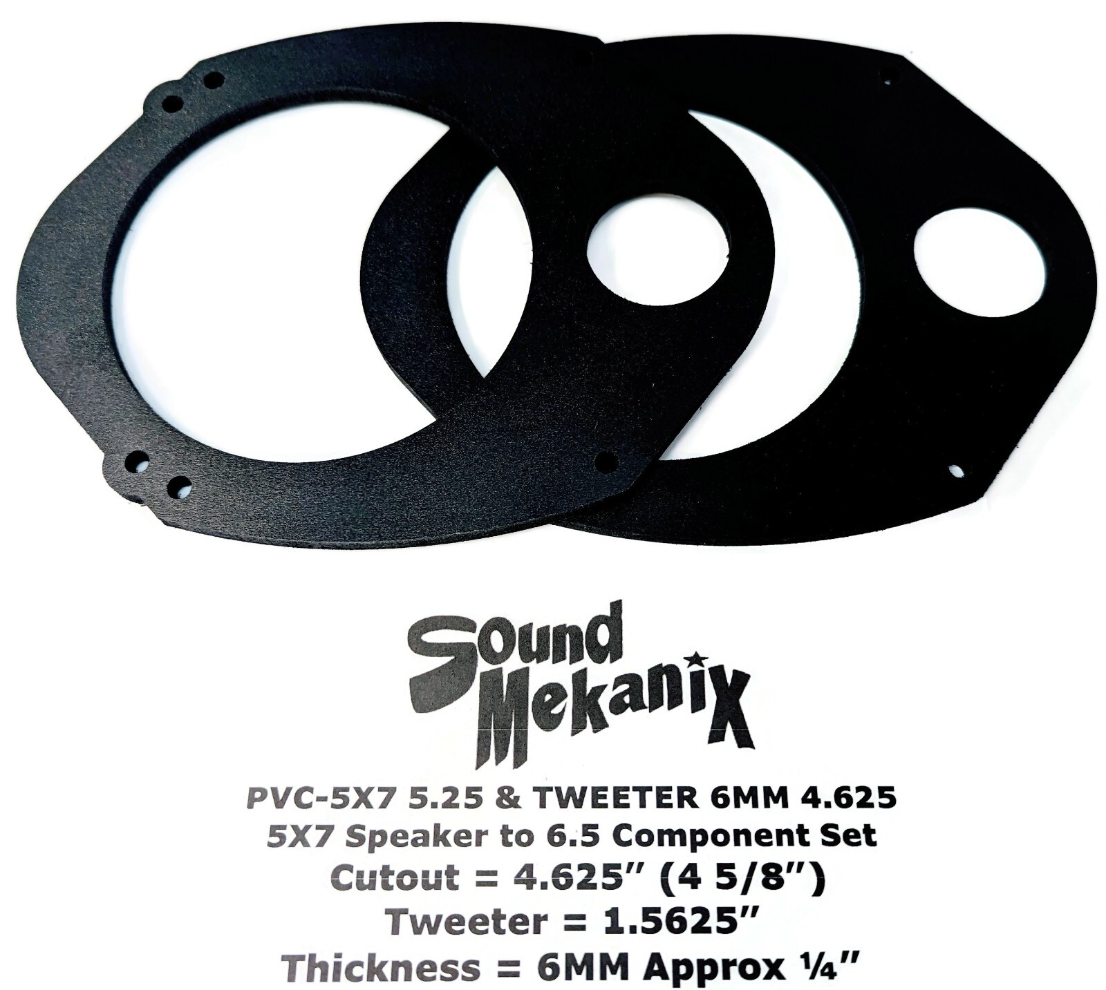 5x7" Sound Mekanix Universal PVC-5X7 5.25 & TWEETER 5x7/ 6x8 to 5/14" Adaptors