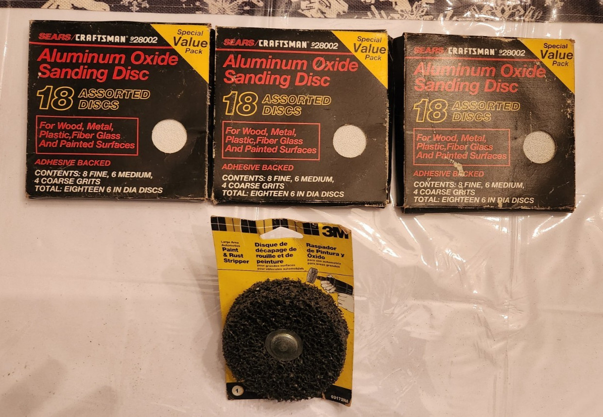 3M 4" Aluminum Oxide Paint & Rust Stripper & 3 Packs Craftsman Sanding Disc Read