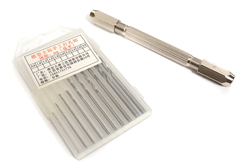 Precision Mini Hand Drill Tool w/ Drill Bits (0.8-3mm) for Model Building