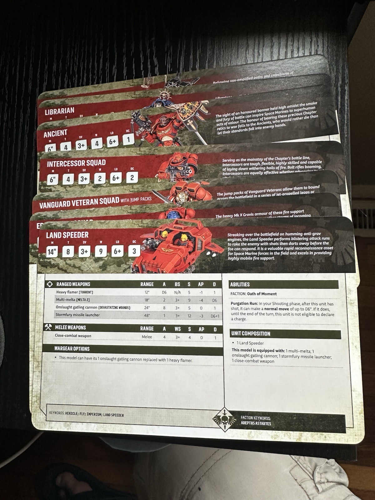 Games Workshop Warhammer 40K Armageddon Orks & Space Marine Datacards, English
