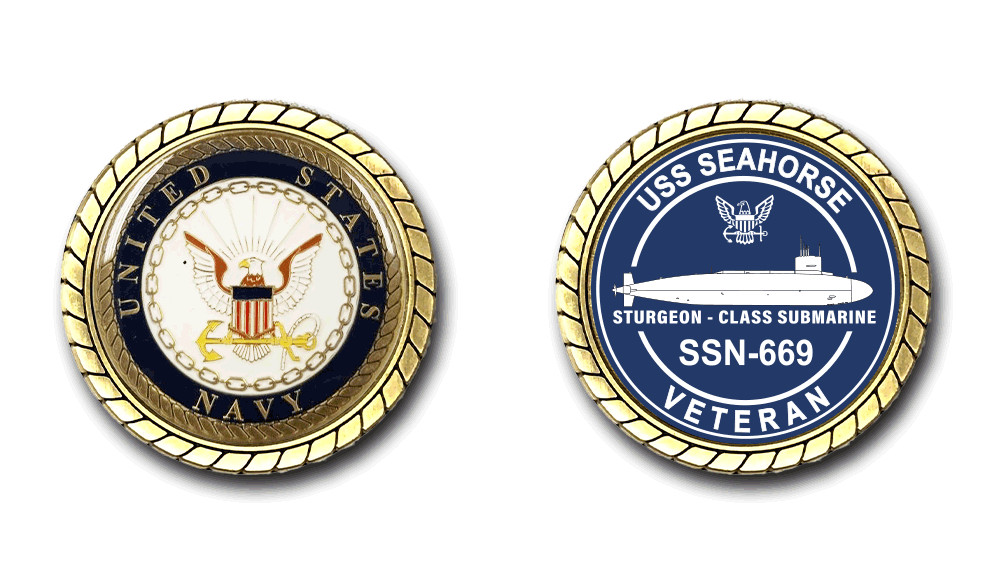 U.S. Navy USS Seahorse SSN-669 Silhouette Veteran Challenge Coin