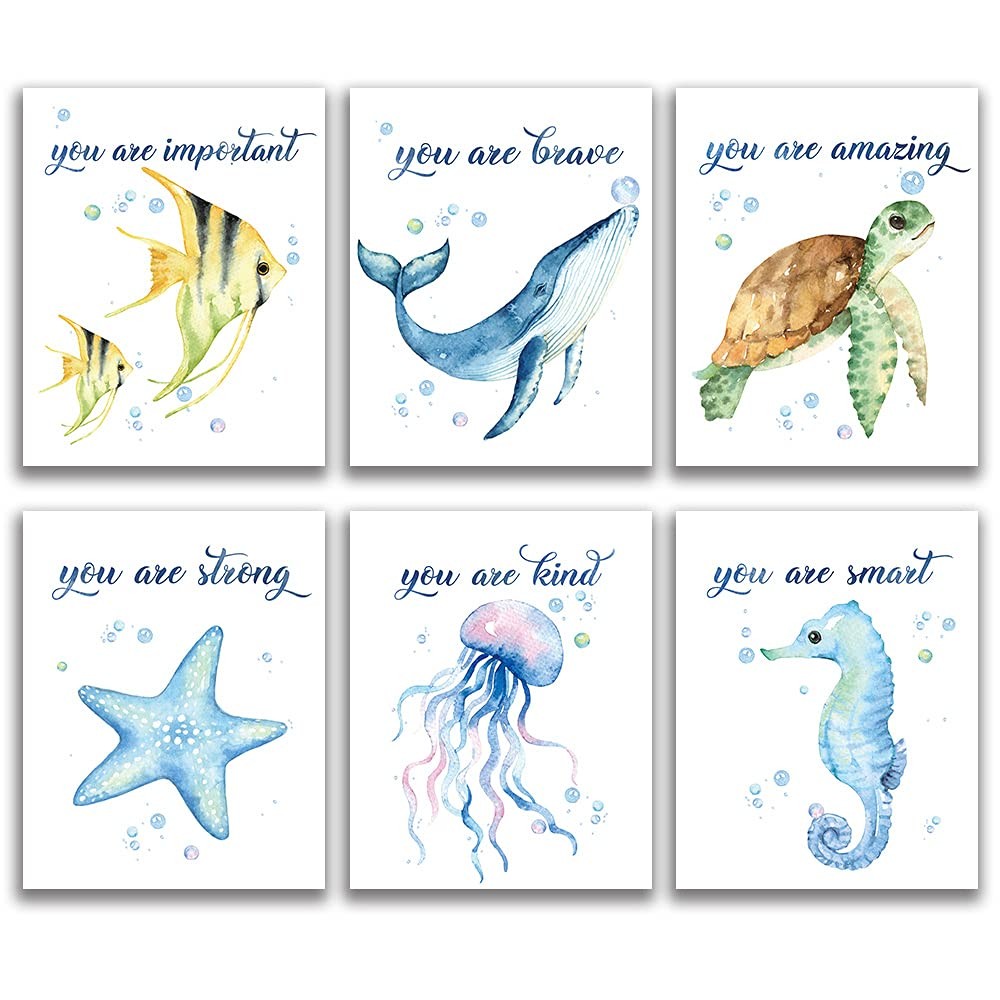 Sea Marine Life Art Print Set of 4 (8”X10”), 8 x 10 Inch, you are smart