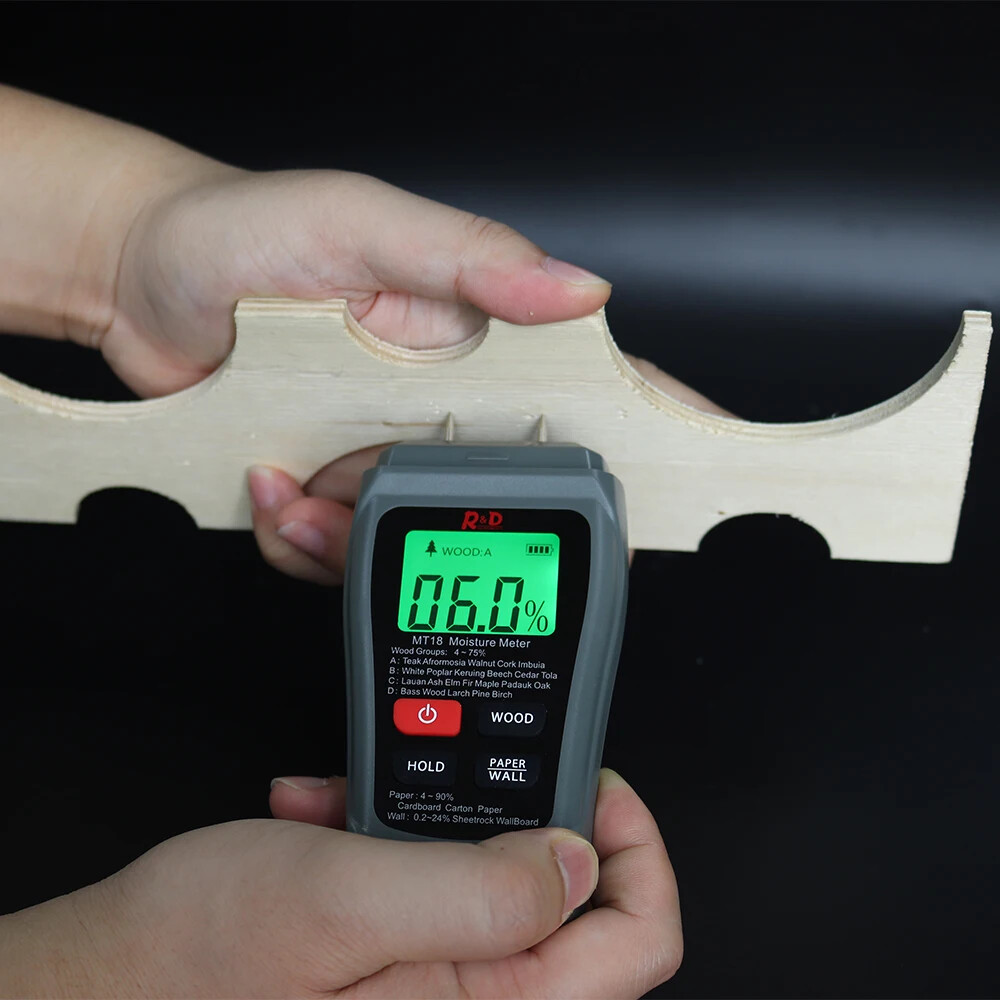 MT-18 Grey 0-99.9% Two Pins Digital Wall Hygrometer Timber Damp Detector