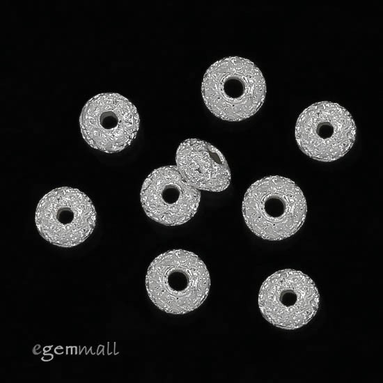 20 Sterling Silver Stardust Finish Rondelle Spacer Beads ap. 3.7mm #51510