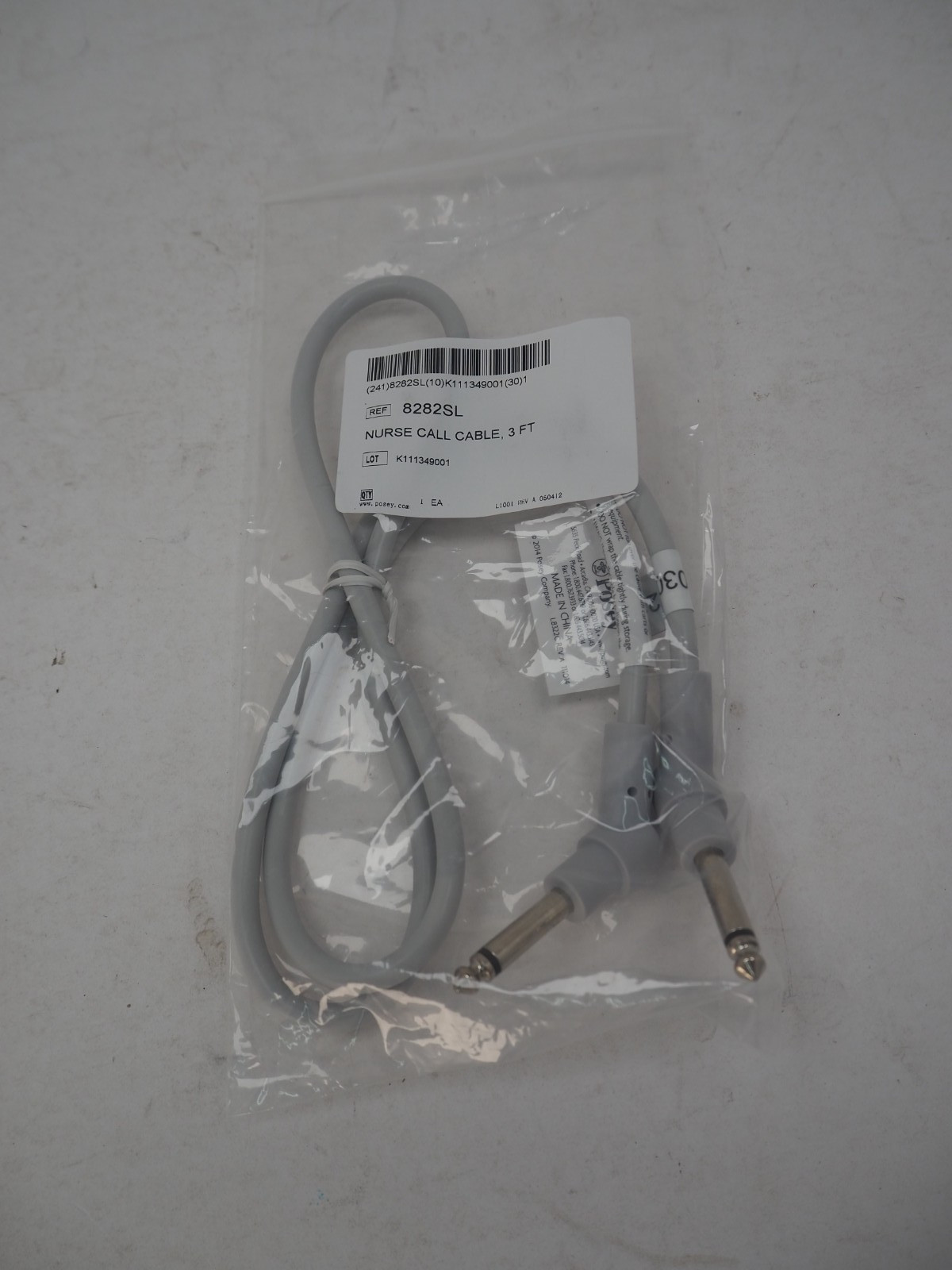 Posey 8282SL Nurse Call Cable 1/4 Jack for Posey 3ft New in Bag