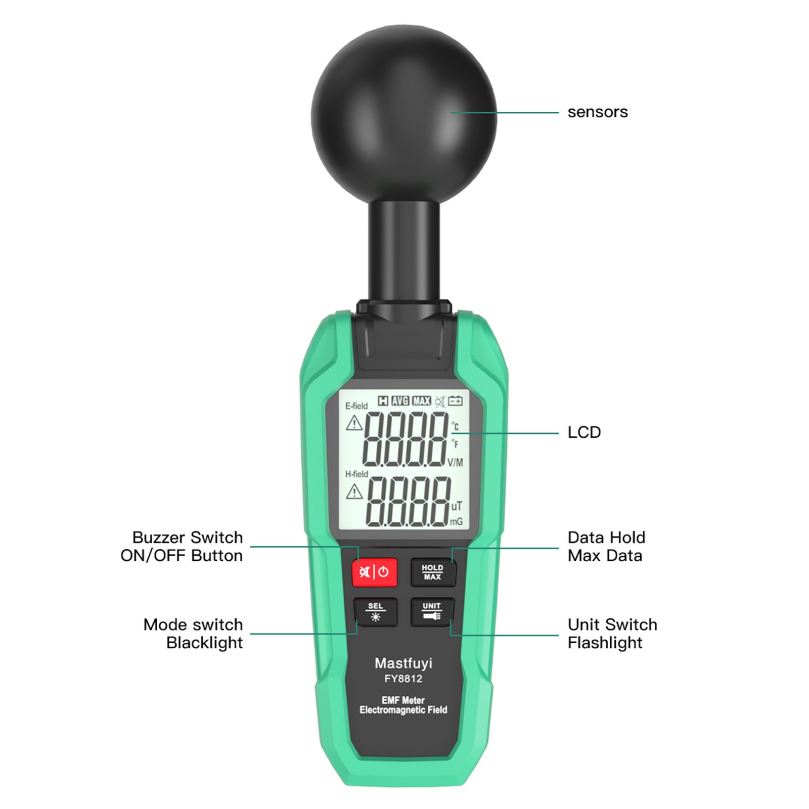 Mastfuyi EMF Meter Electromagnetic Field Tester High E5E2