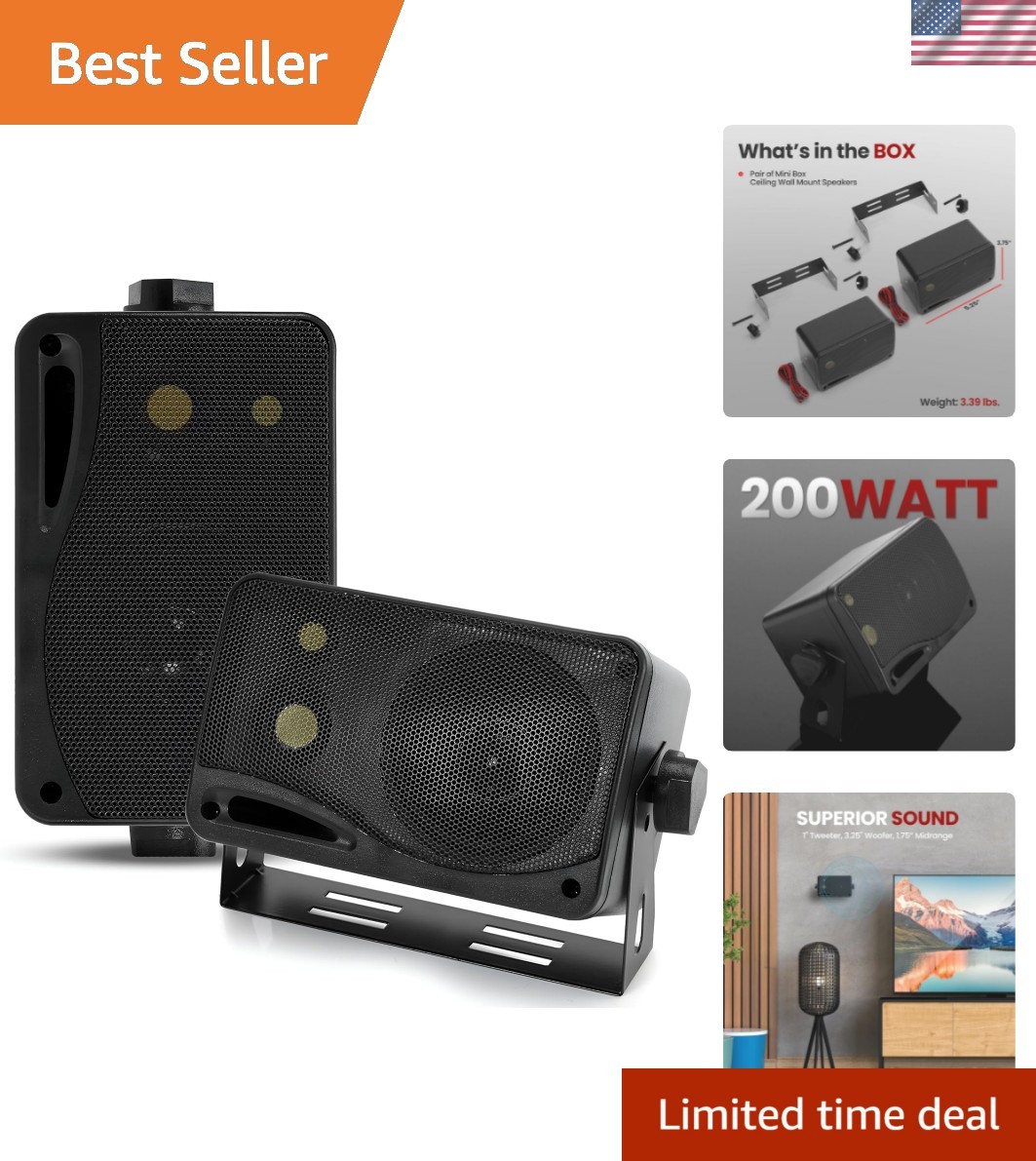 200W Indoor-Outdoor 3-Way Speakers with Hi-Res Audio - Perfect for PA System