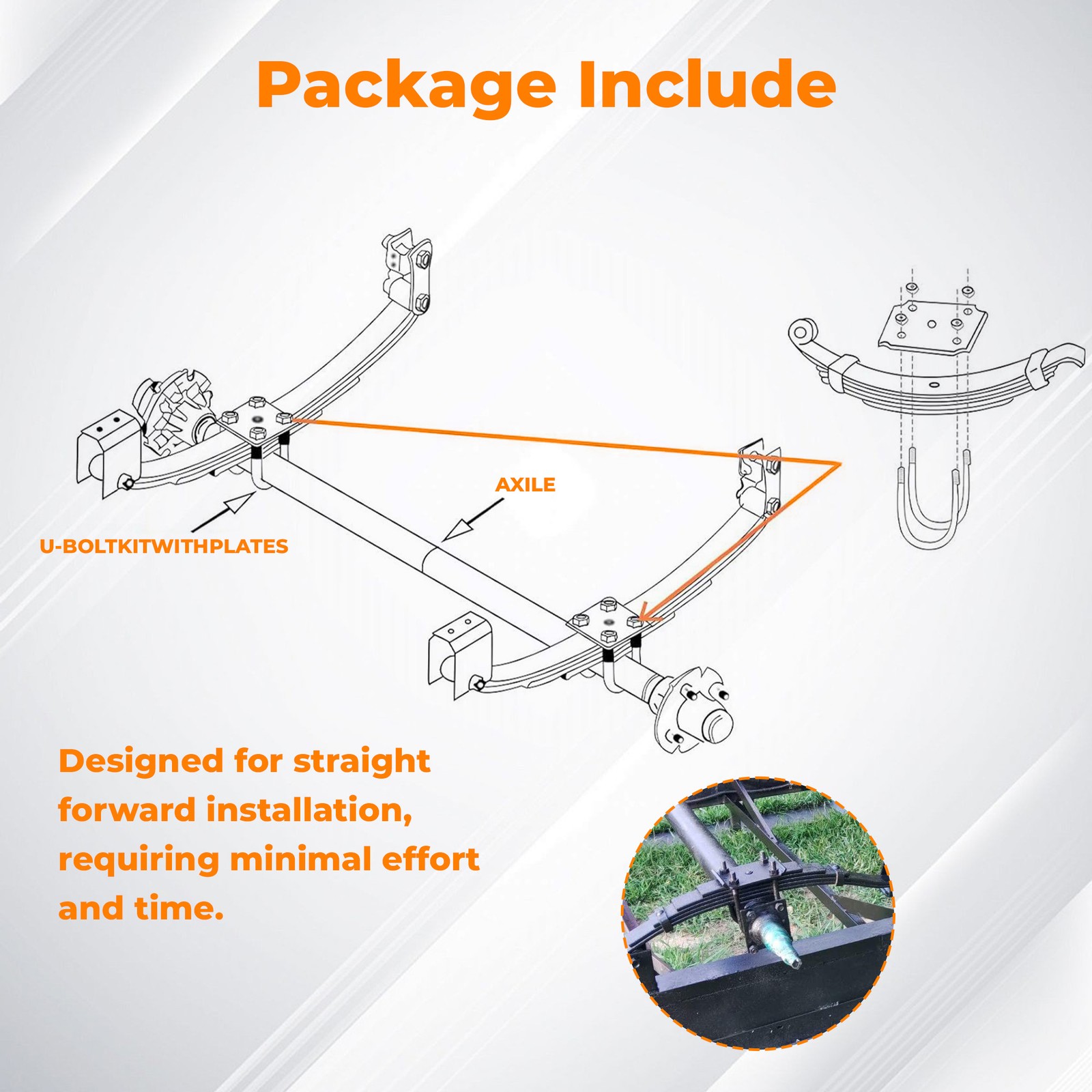 Trailer Leaf Spring 4 Leaf Double Eye 2500lbs Cap for 5000lbs Axle -Set 2